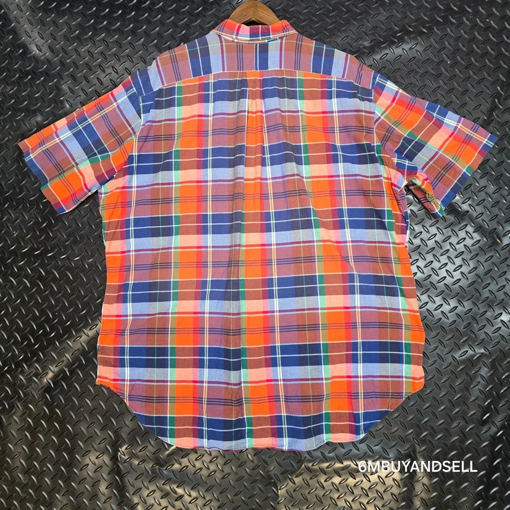 Polo Ralph Lauren Mens 2XLT Tall Classic Plaid Short Sleeve Button Down Shirt